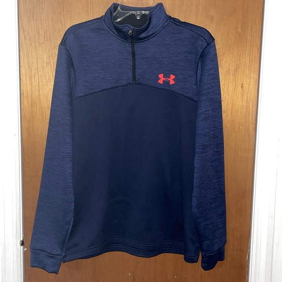 •UNDER ARMOUR•BLUE STORM FLEECE 1/4 ZIP MOCK NECK PULLOVER SWEATER SIZE MEDIUM - Picture 3 of 9